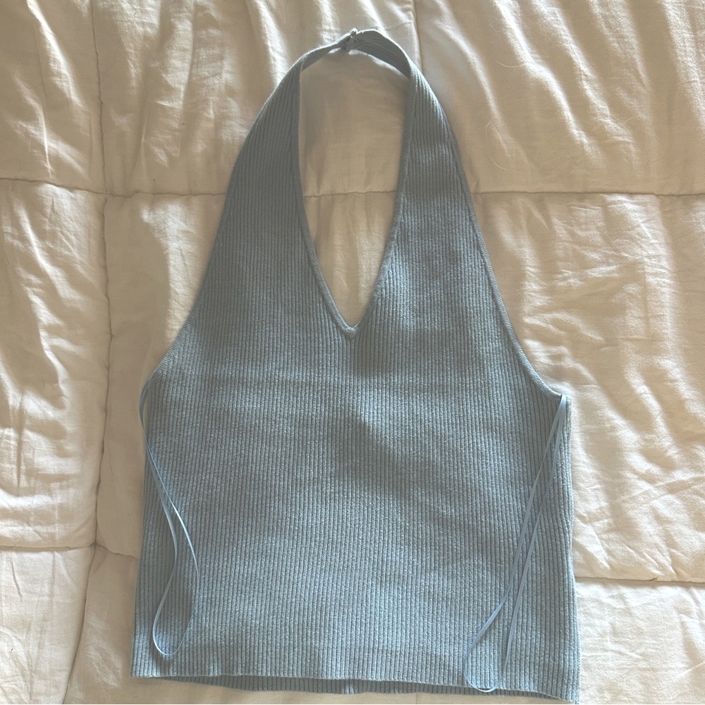 Reformation Baby Blue Halter Tank Top